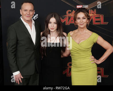 Los Angeles, USA. 04th Mar, 2019. Clark Gregg, Stella Gregg, Jennifer Gray 055 attends the Marvel Studios 'Captain Marvel' premiere on March 04, 2019 in Hollywood, California. Credit: Tsuni/USA/Alamy Live News Stock Photo