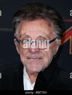 HOLLYWOOD, LOS ANGELES, CA, USA - MARCH 04: Singer Frankie Valli arrives at the World Premiere Of Marvel Studios 'Captain Marvel' held at the El Capitan Theatre on March 4, 2019 in Hollywood, Los Angeles, California, United States. (Photo by Xavier Collin/Image Press Agency) Stock Photo