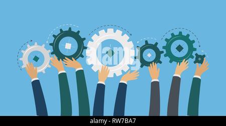 Gears and Collaboration Mechanism Stock Vector Image & Art - Alamy