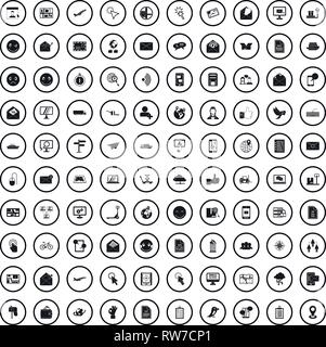 100 mail icons set in simple style Stock Vector