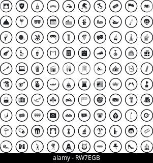 100 mask icons set, simple style  Stock Vector