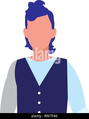 avatar man standing icon over white background colorful design vector ...