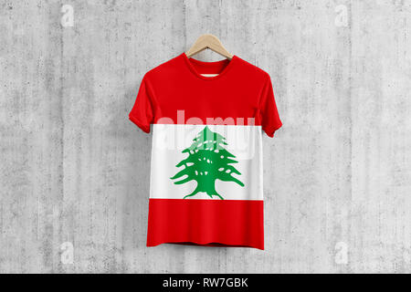 Lebanon flag T shirt on hanger Lebanese team uniform design idea