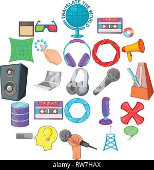 Applications icons set, cartoon style Stock Vector