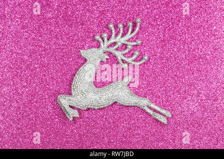 Christmas and New Year hart on purple glitter background Stock Photo