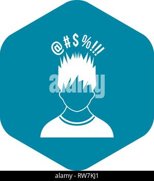 Man with different signs over his head icon Stock Vector