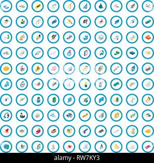 100 concern icons set, isometric 3d style Stock Vector