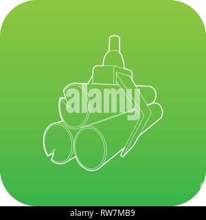 Hydraulic crane with log icon green vector Stock Vector