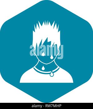Sweaty man icon, simple style Stock Vector