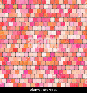 ceramic trendy pink and orange mosaic background. Seamless texture in swimming pool, bathroom or kitchen Stock Photo