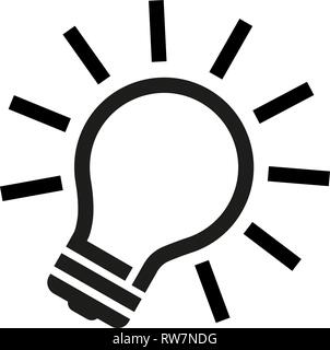 glowing light bulb black and white vector illustration Stock Vector