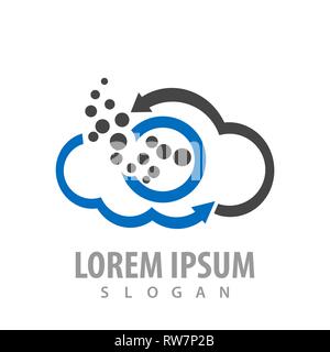 Circle molecule cloud arrow logo concept design. Symbol graphic template element Stock Vector