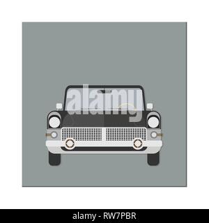 Retro car. Front view. Limousine. Vector illustration. Flat design Stock Vector