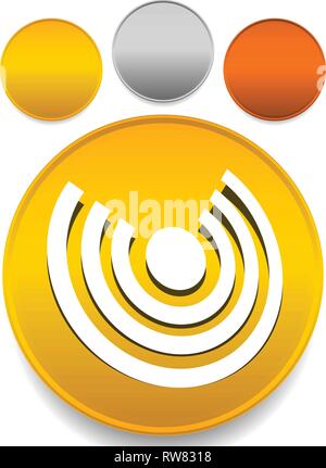 Icon with concentric circles for emitting, rays, signal themes Stock Vector