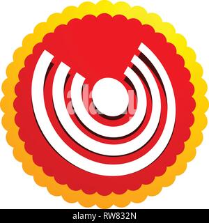 Icon with concentric circles for emitting, rays, signal themes Stock Vector