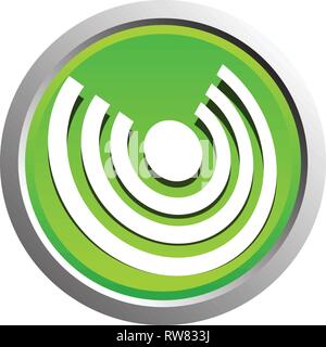 Icon with concentric circles for emitting, rays, signal themes Stock Vector