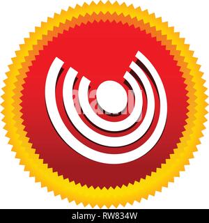 Icon with concentric circles for emitting, rays, signal themes Stock Vector