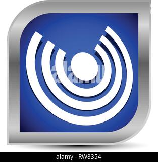 Icon with concentric circles for emitting, rays, signal themes Stock Vector