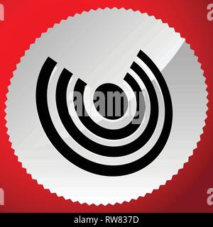 Icon with concentric circles for emitting, rays, signal themes Stock Vector