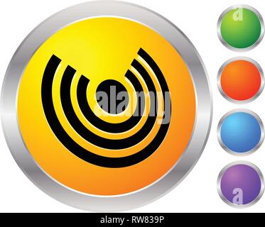 Icon with concentric circles for emitting, rays, signal themes Stock Vector