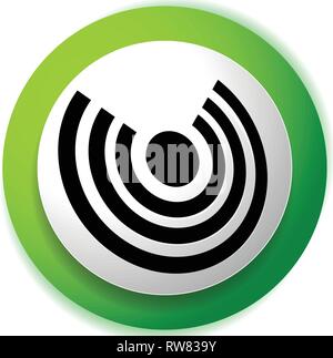 Icon with concentric circles for emitting, rays, signal themes Stock Vector