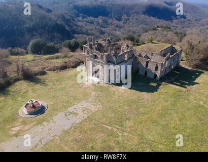 aerial view of the ancient town Monterano Stock Photo