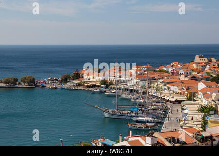 ships in Pythagorion bay Stock Photo