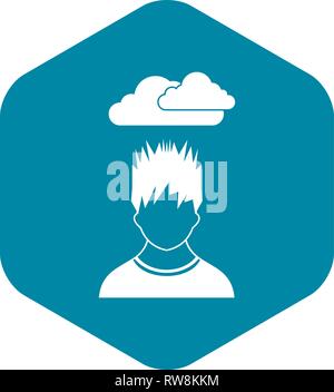 Depressed man with dark cloud over his head icon Stock Vector Image ...