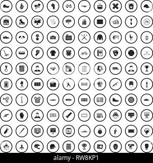 100 mens team icons set, simple style  Stock Vector