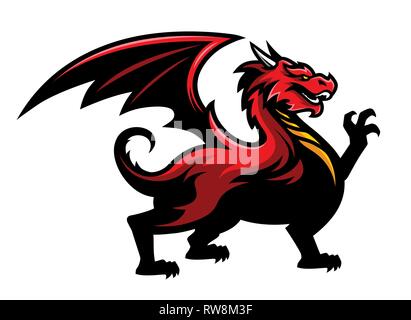 Red Dragon Logo Mascot in Sport Team Style Stock Vector