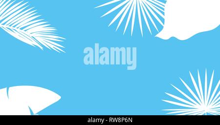 White leaves trees silhouette on a bright blue background. design element for congratulation cards, print, banners and others. Vector illustration Stock Vector