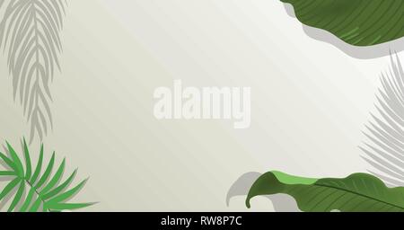 Realistic green palm leaf branches on white background. Stock Vector