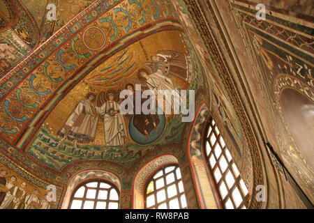 Italy. Ravenna. Basilica of San Vitale. Byzantine Roman mosaics. Inside. Stock Photo