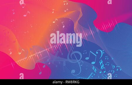 Rainbow fluid background. Iridescent modern design. Music multicolor poster. Rainbow stripe Wave liquid pattern. Organic gradient shape. Summer vivid Stock Vector