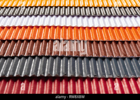 multi color cardboard corrugated papers as background Stock Photo