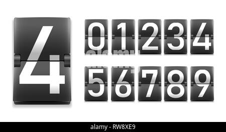 Set of numbers, digits in mechanical scoreboard style Stock Vector