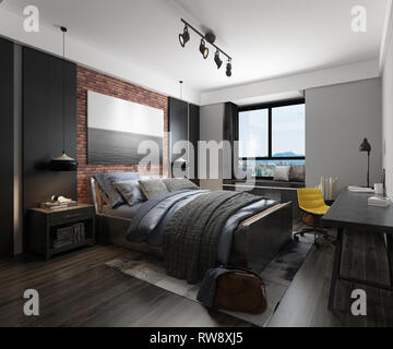 3d render of modern hotel room Stock Photo