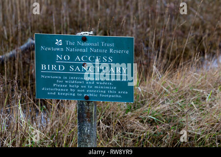 No,access, sign, bird, sanctuary, National, Trust, Newtoen, Isle of Wight, England, UK, Stock Photo