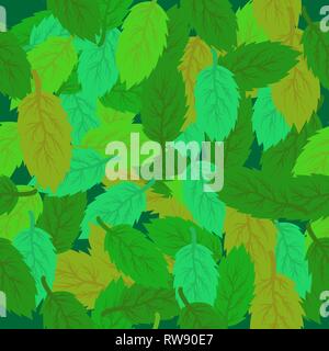 Spring Leaves Seamless Background. Green Fresh Leaves Stock Vector