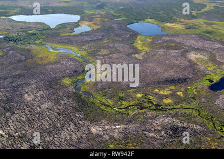 A river meanders by an esker in northern Manitoba, Canada Stock Photo ...