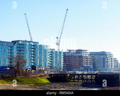 Modern apartment buildings in Enderby Wharf Greenwich - South East London, England Stock Photo