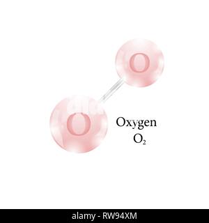 Molecule of Oxygen. Chemical Element of the Periodic Table on White Background Stock Vector
