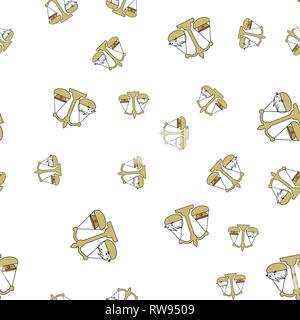 Seamless pattern of cartoon bunnies denoting zodiac signs. Vector illustration on white background. Stock Vector