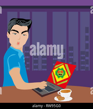 Computer virus attacking laptop Stock Photo