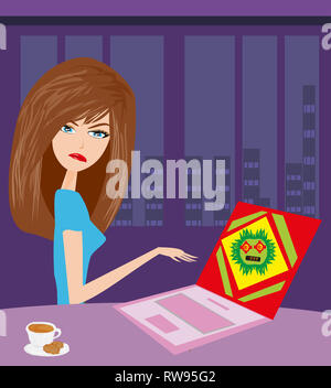 Computer virus attacking laptop Stock Photo