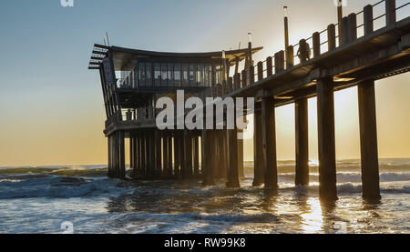 Sunrise over Durban pier in South Africa Stock Photo