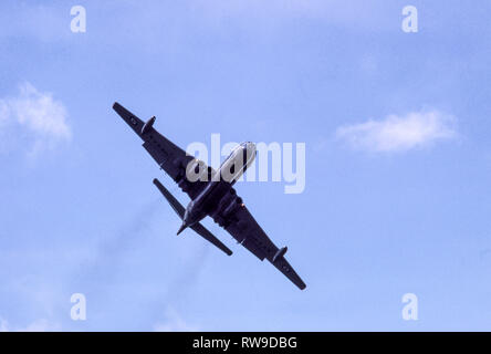 RAF Nimrod MR2 in flight against the clouds. Stock Photo