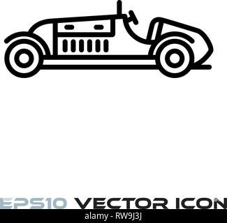 Vintage racing car flat line icon vector illustration Stock Vector
