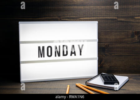 Monday concept. Text in lightbox Stock Photo