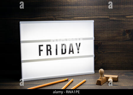 Friday concept. Text in lightbox Stock Photo